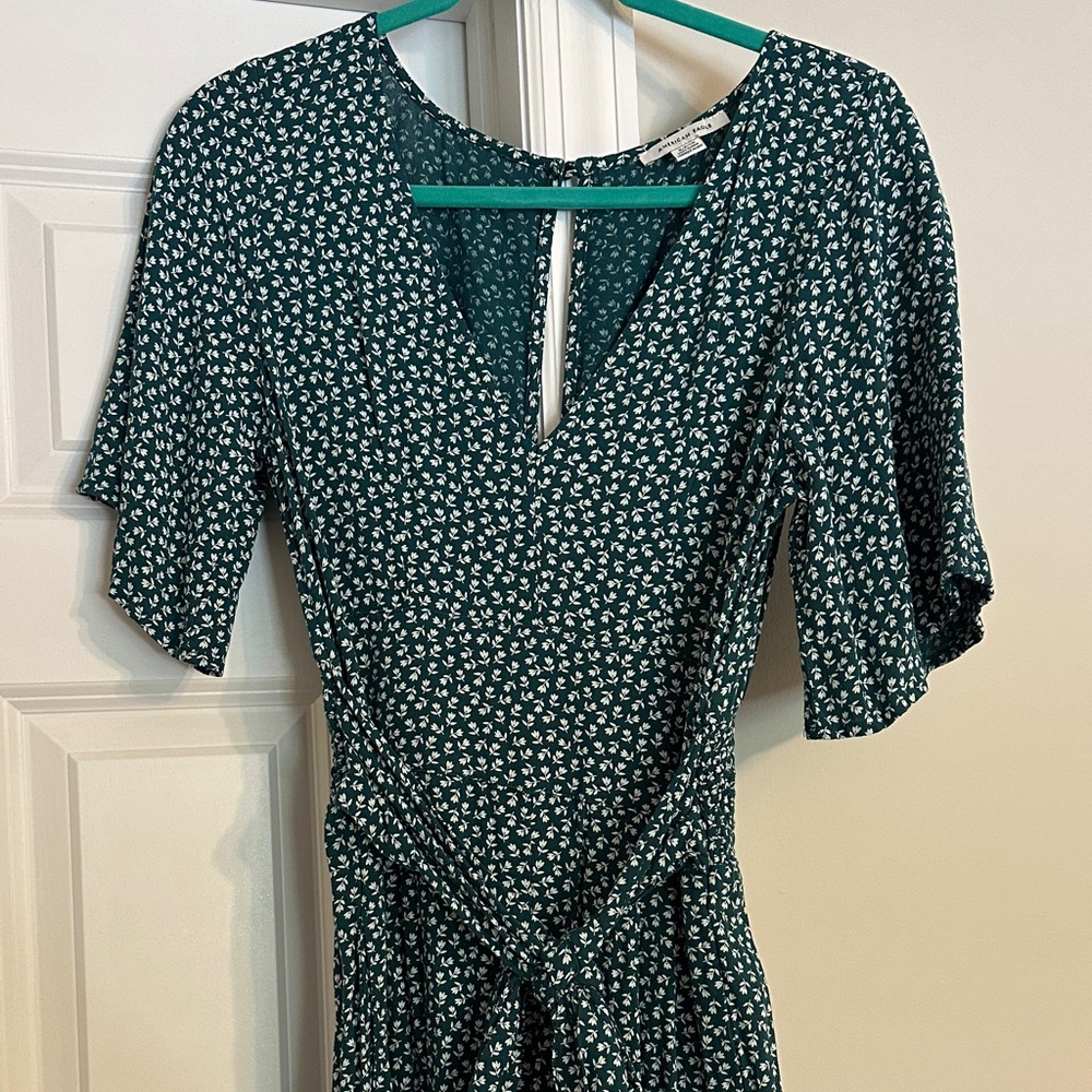 American Eagle Outfitters Green Floral Jumpsuit